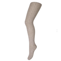 MP Strømpebukser - Rib -  Light Brown Melange